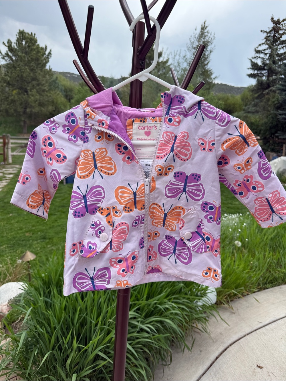 Carter's Pink and Purple Butterfly Raincoat
